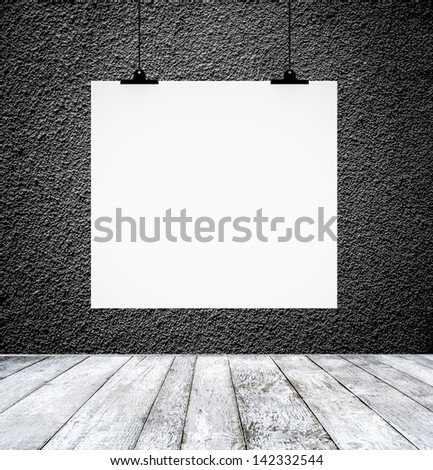 Blank paper board in grunge room