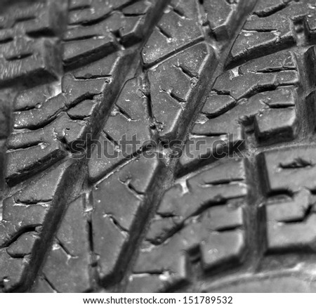 Close up of old car tire texture background