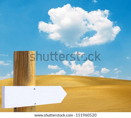 Empty wooden sign in desert