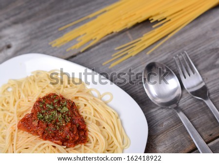 Spaghetti bolognese with  tomato beef sauce