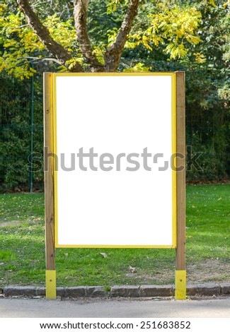 White billboard at the park with space for your advertisement