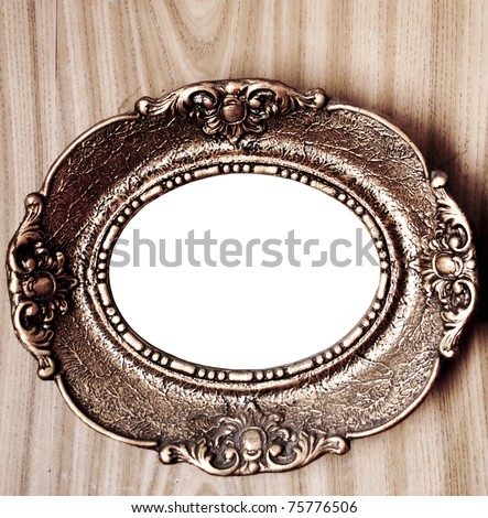 Wooden Picture Frames  Quotes on Empty Golden Vintage Frame On Wooden Wall Stock Photo 75776506