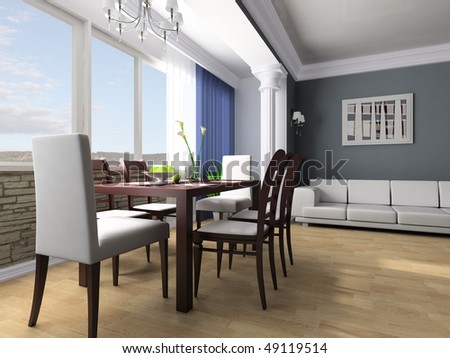 Dining Table Against A Window 3d Image Stock Photo 49119514 : Shutterstock