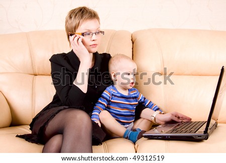 business mother with baby