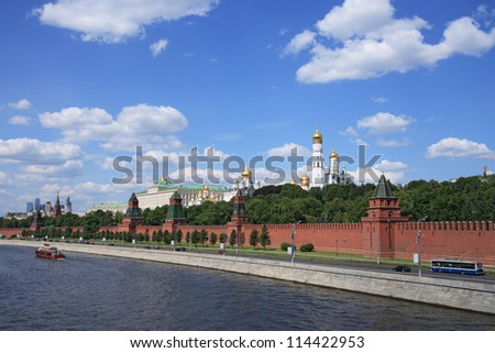 Moscow Kremlin on the river. The Kremlin was built in the 15 century.