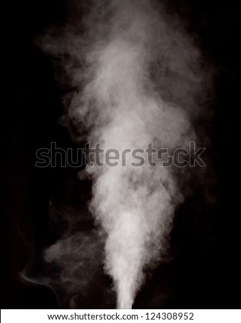 White vapor on the black background