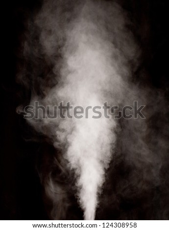 White vapor on the black background