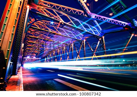 night traffic in shanghai garden bridge
