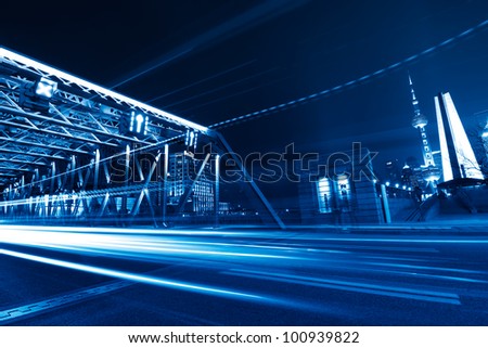 night traffic in shanghai garden bridge