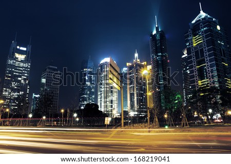 beautiful night view of shanghai finance and trade zone