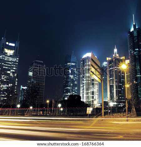 beautiful night view of shanghai finance and trade zone