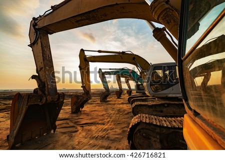 Excavator parked at the site