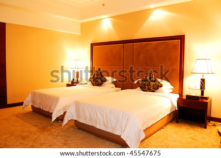 Interior Of A Luxury Hotel Bedroom Stock Photo 45547675