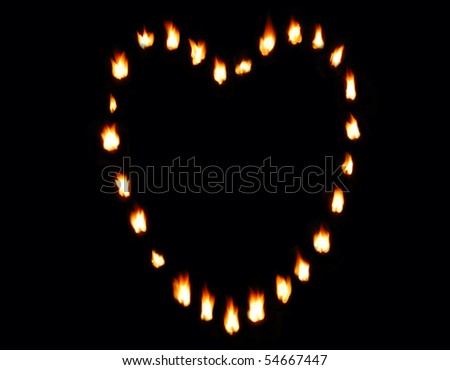 Flame logo makes up the heart isolated on black background
