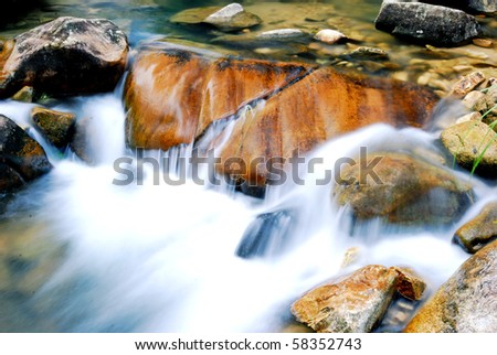 Natural scenery, from the fast flowing rock waterfall