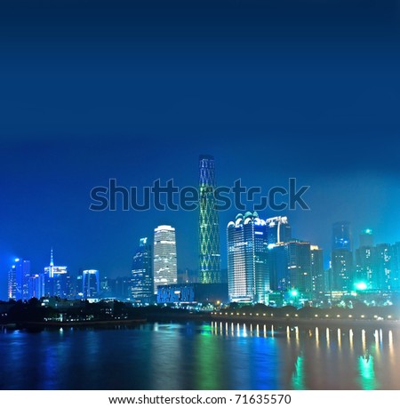 Guangzhou, China night, city of Asian Games 2010