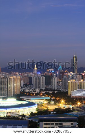 night scene of shenzhen special economic zone,China