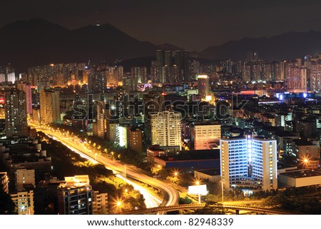 night scene of shenzhen special economic zone,China
