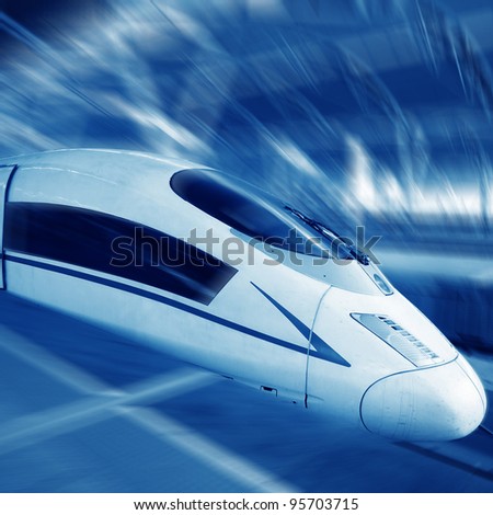 the modern high speed train with motion blur