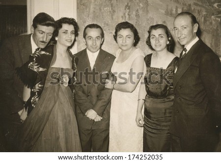ANKARA, TURKEY-CIRCA 1955 - Some friends with husbands and wifes posing to camera. Circa 1950\'s