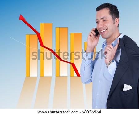 Happy businessman with performance chart