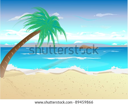 Tropical beach landscape vector graphic