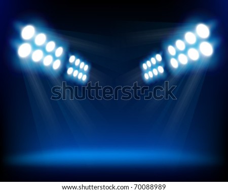 Blue spotlights. Vector illustration.