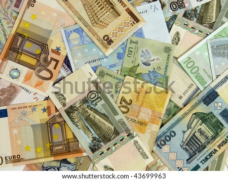 Different european currency background