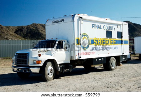 Sheriff\'s department mobile command center in the field.