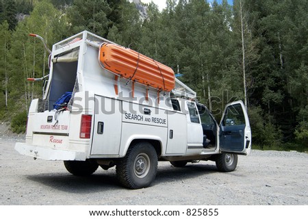 A search and rescue vehicle on duty in the Rocky  Mountains.