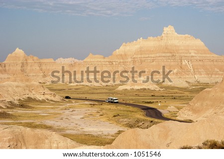 Vacationing in a recreational vehicle in the Badlands National Park.