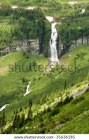 Waterfalls along the Going to the Sun Road in Glacier National Park