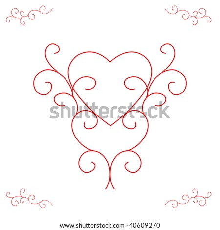 red love heart outline. of a heart outline,