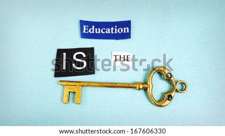 Education Is The Key text with antique key