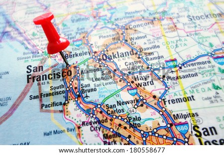 Map of the Silicon Valley section of California - San Francisco and Palo Alto