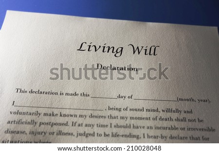 Living Will Declaration document for end of life