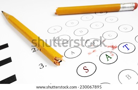 Multiple choice exam with SAT colored text