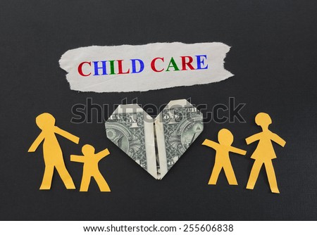 Paper cutout family with Child Care text