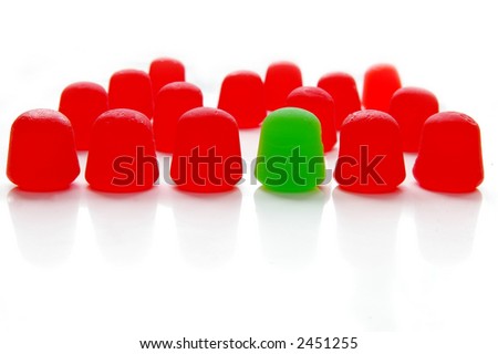 Assorted brightly colored candy gum drops