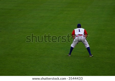 Pro baseball  player in the field