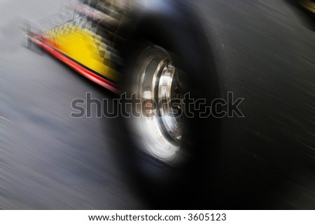 Drag-racing car in motion