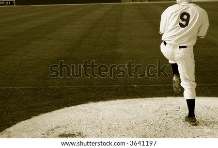 Pro baseball  pitcher throwing the ball from the mound
