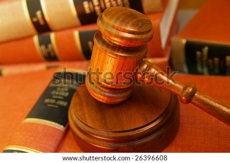 Judges gavel on a pile of law books