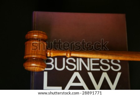 judges gavel on a business law book