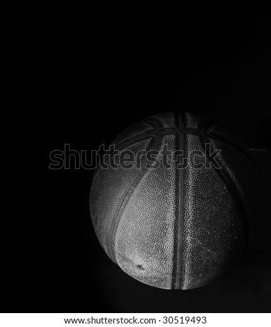 stock photo : Old grunge basketball, in black and white