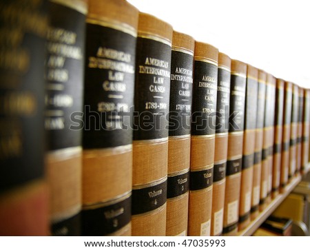 Law / legal books on a book shelf