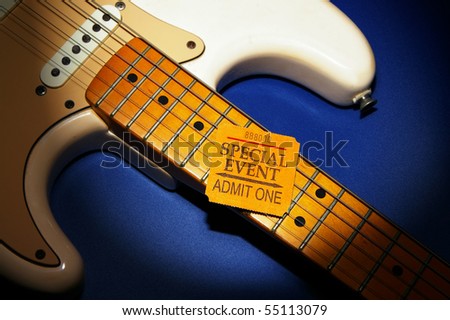 Special Event ticket stub on a electric guitar