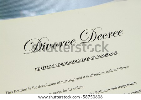 closeup of  legal divorce decree papers