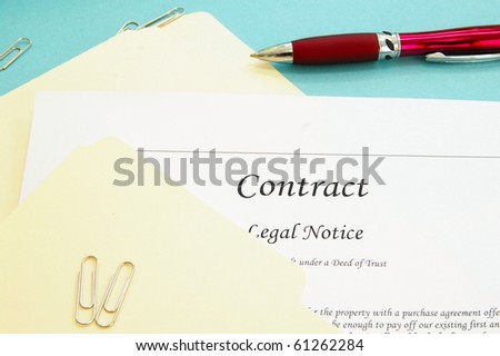 legal contract and office file folders
