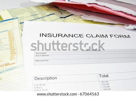 health insurance medical claim form, with medical bills